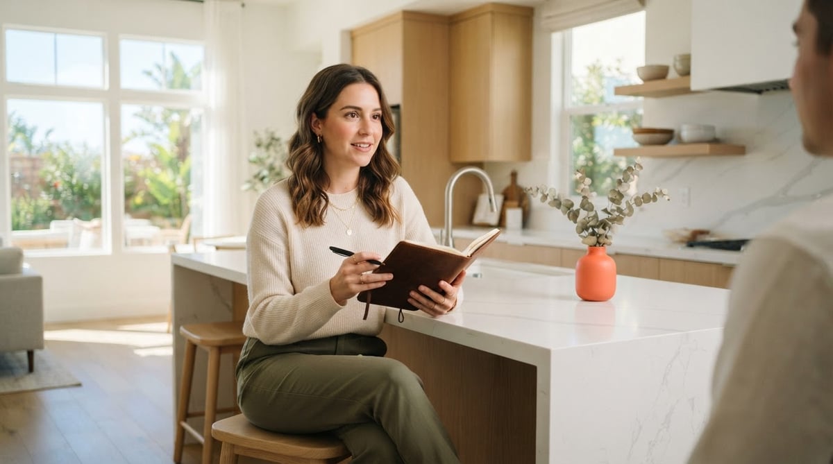 A woman prepares for her new home builder appointment