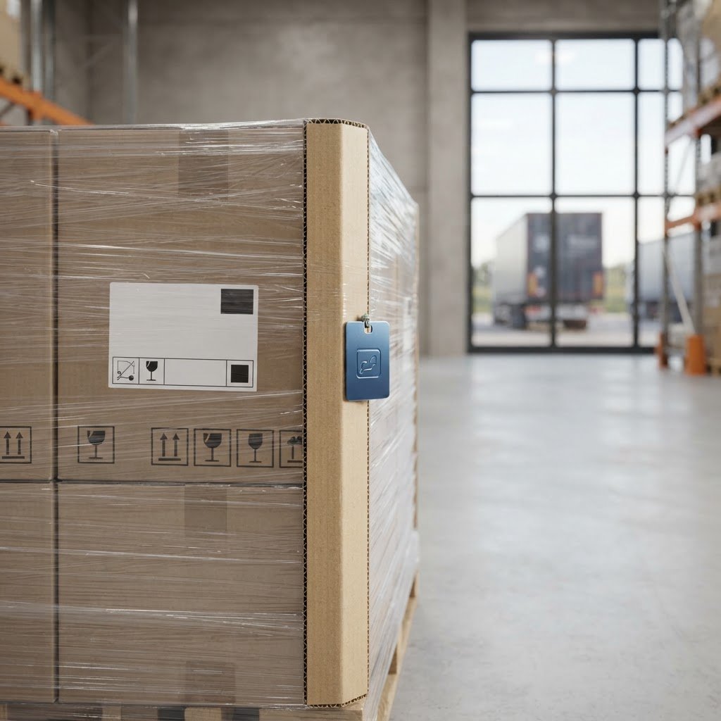 Close up of pallet corner and professional shipping label