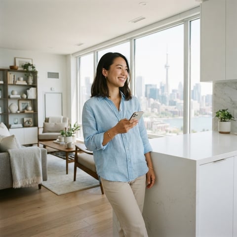 A young professional relaxing in a bright modern apartment