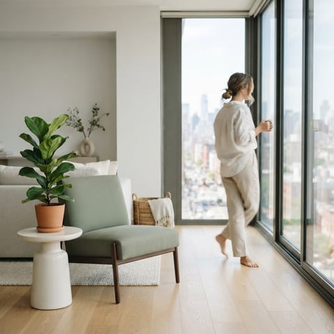 A bright and airy modern apartment living room