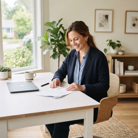 Landlord reviewing property documentation in a modern office