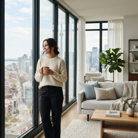 Young professional relaxing in a modern city apartment