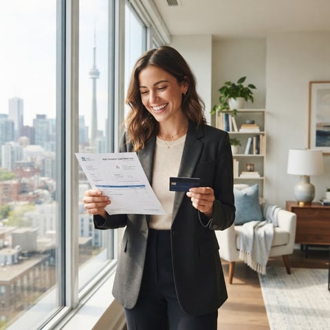 Young professional feeling confident about paying rent with credit
