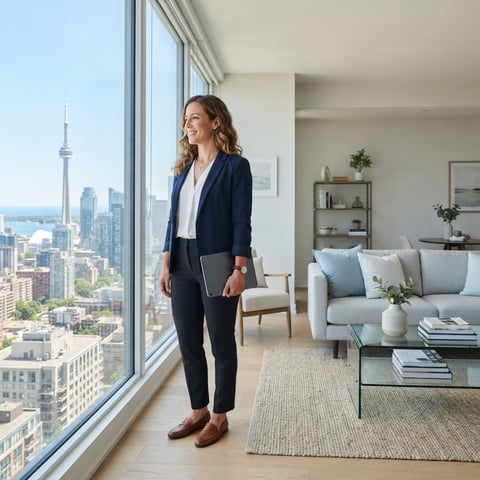 Property manager relaxing in a modern apartment