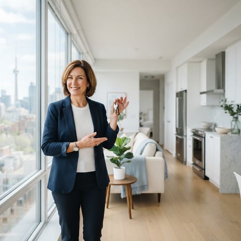 Canadian property owner standing in a modern rental apartment