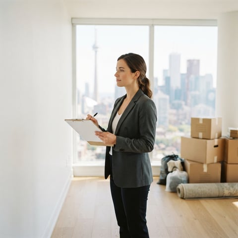 A tenant inspecting an empty apartment before moving out