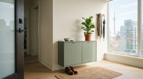 A bright and tidy entryway in a modern condo