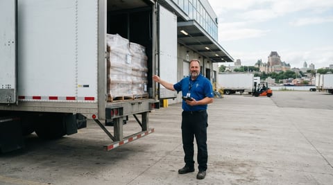 Professional driver at a loading dock in Quebec City