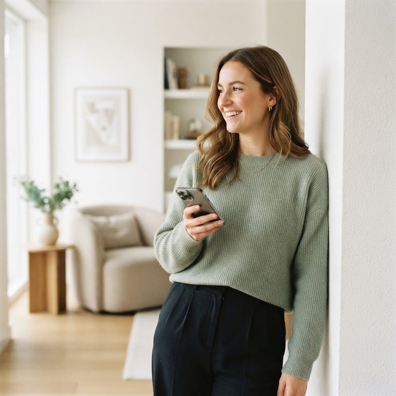 Young professional feeling calm in a modern apartment